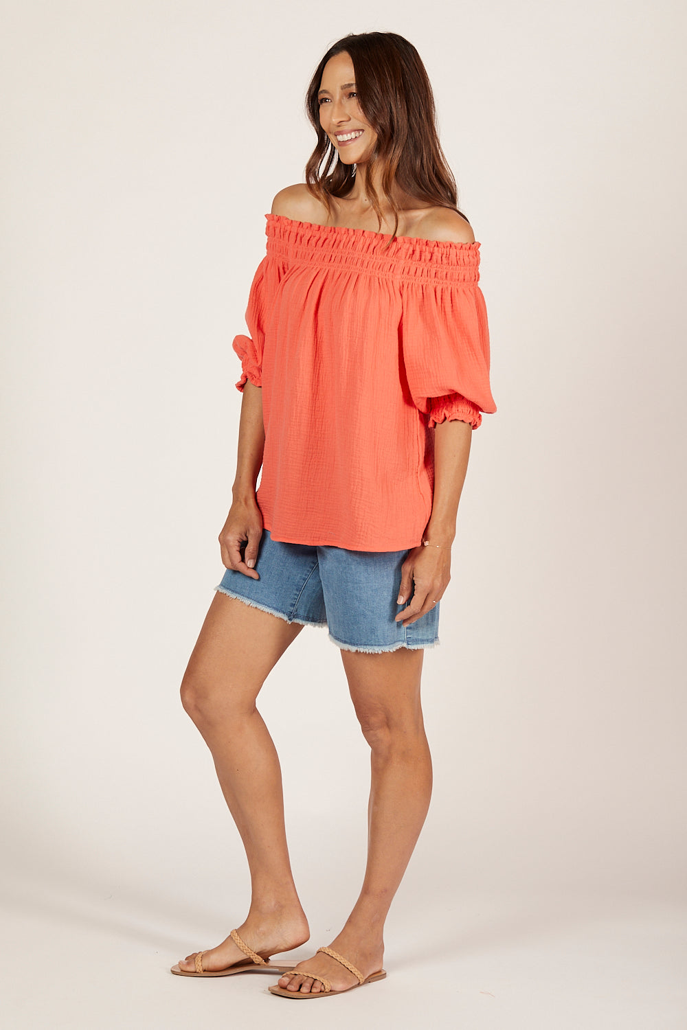 Poppy Off The Shoulder Top in Candlelight