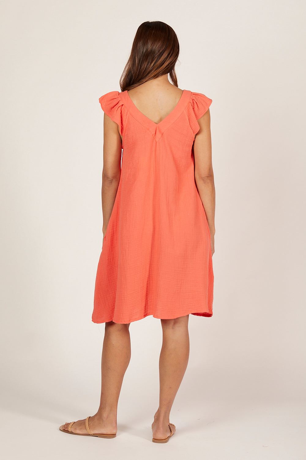 Rivka Crinkle Cotton Short Dress in Candlelight