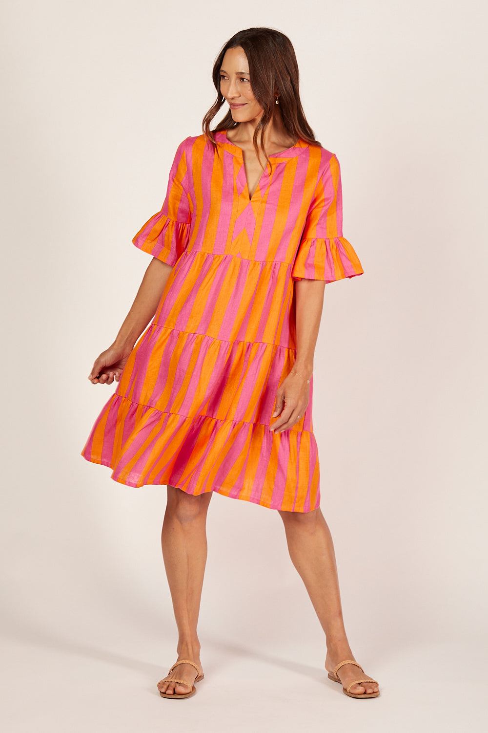 Scout Linen Tiered Dress in Afterglow