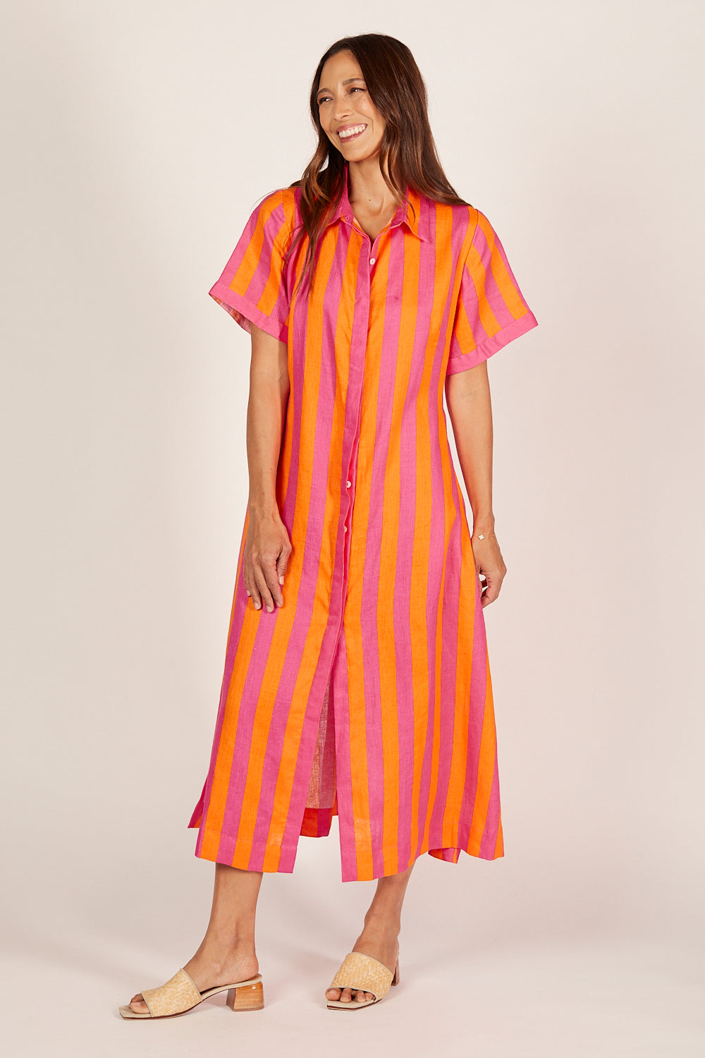 Gracie Linen Shirt Dress in Afterglow