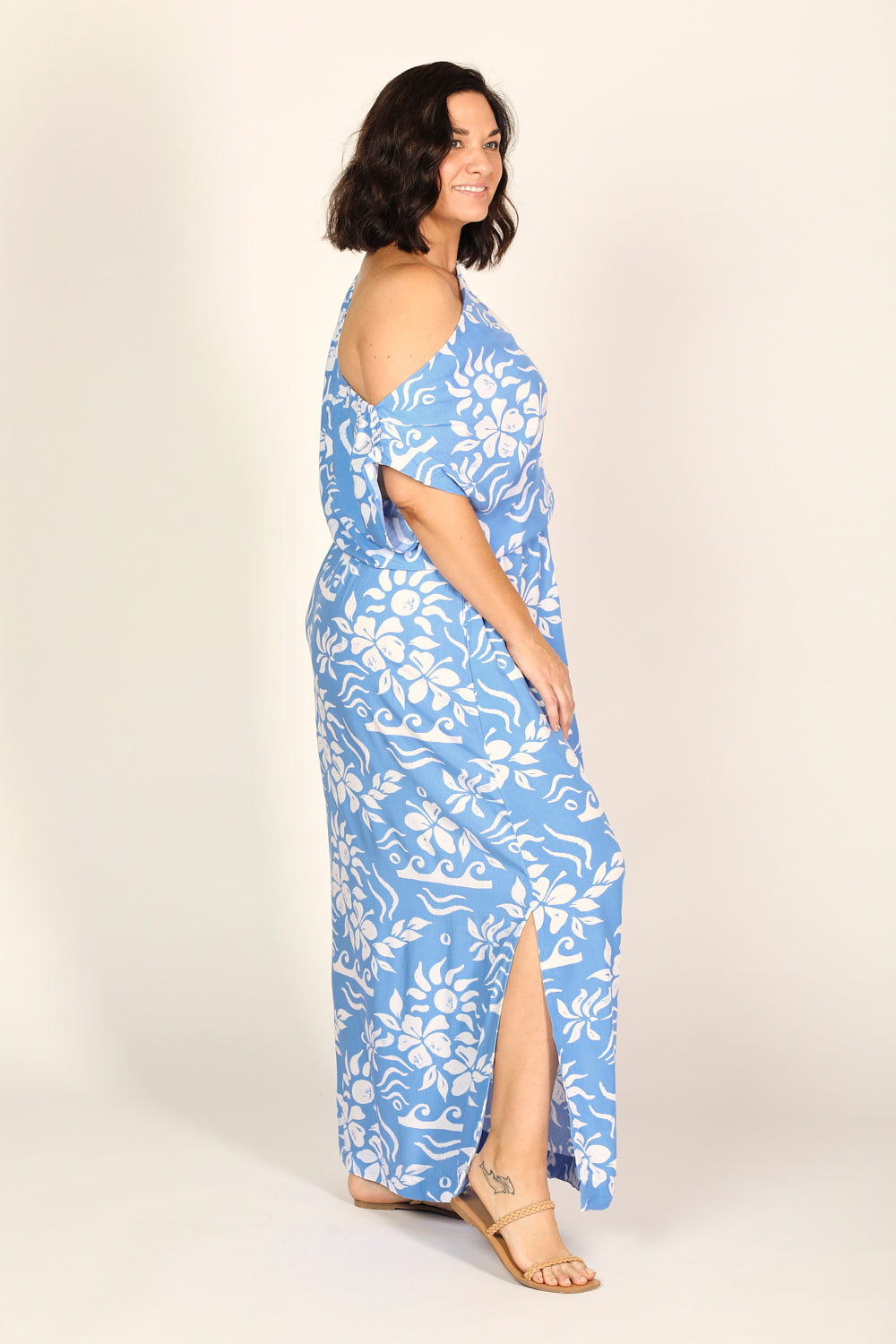 Alice Drop Shoulder Maxi Dress in Blue Horizon