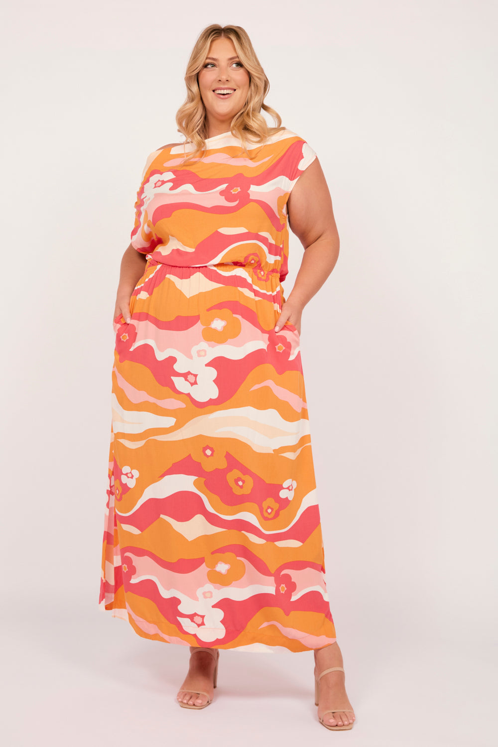 Alice Drop Shoulder Maxi Dress in Solene Pink