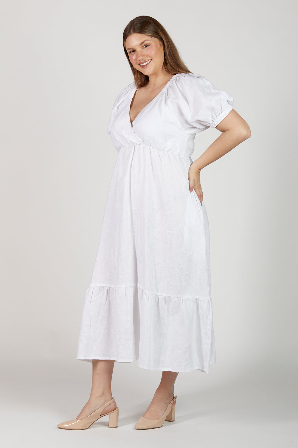 Alison Linen Maxi Dress in White