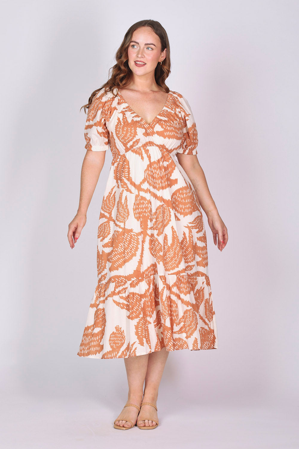 Alison Midi Dress in Desert Palms