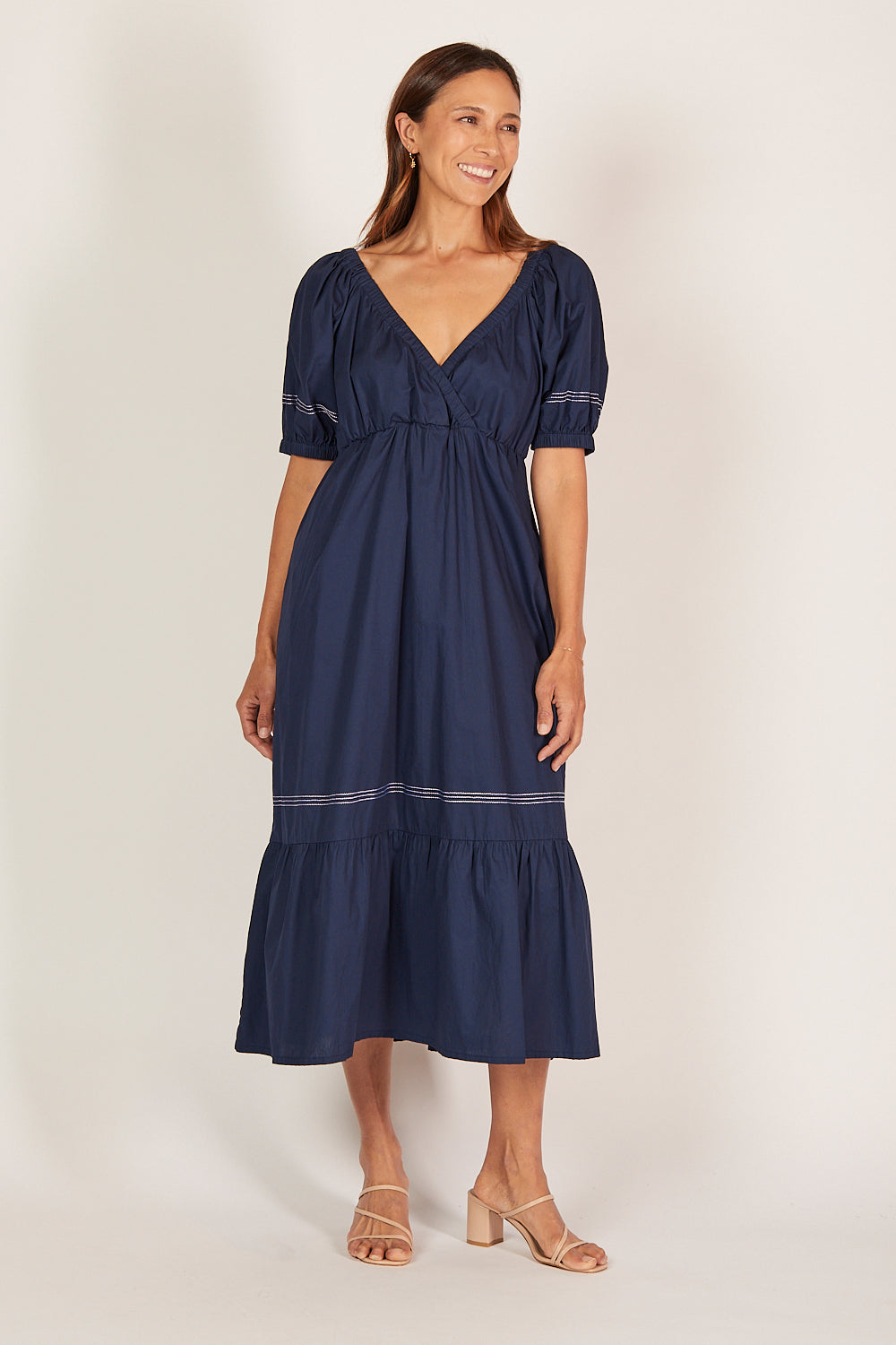 Alison Poplin Midi Dress in Capri Cove