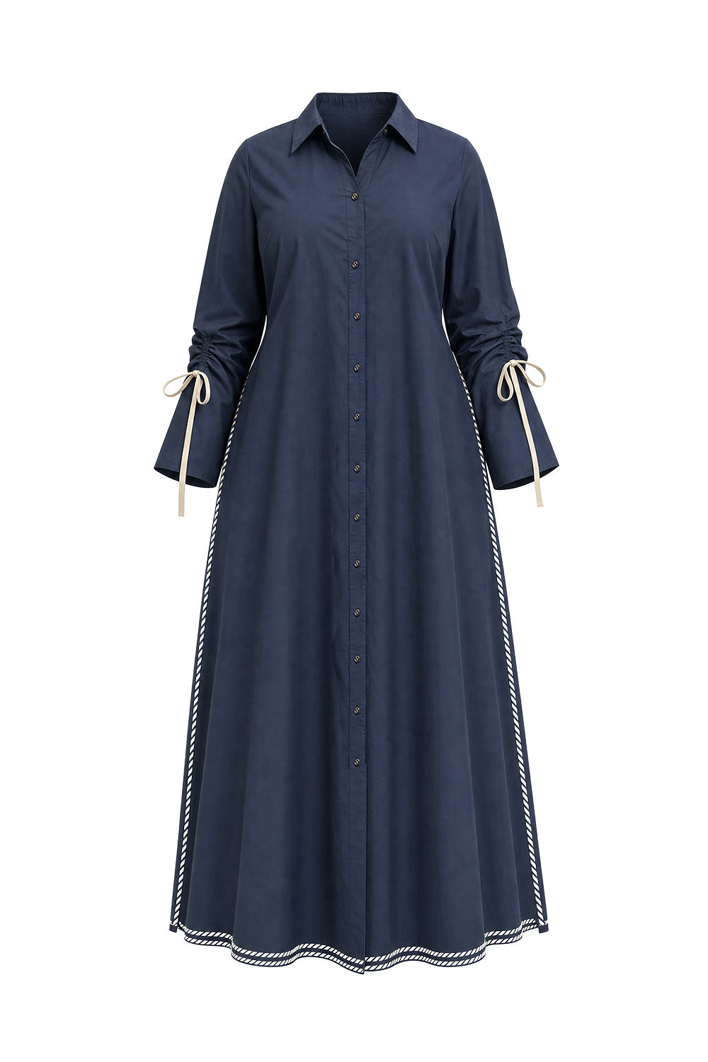 Andie Collared Drawstring Dress in Navy