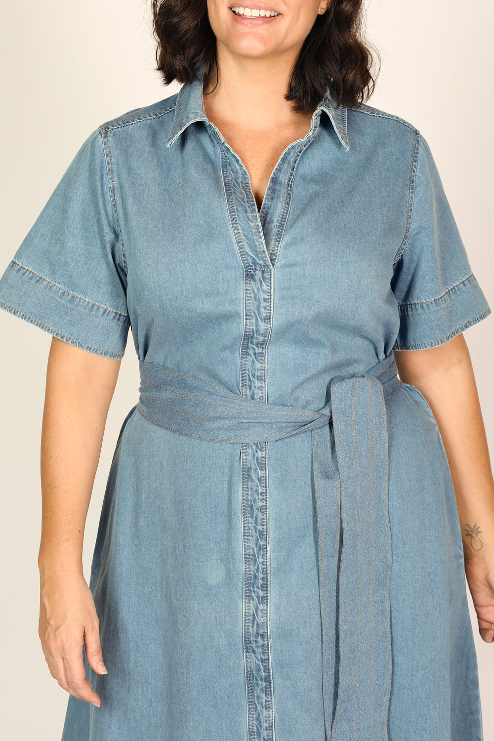 Anna Chambray Maxi Dress in Light Wash