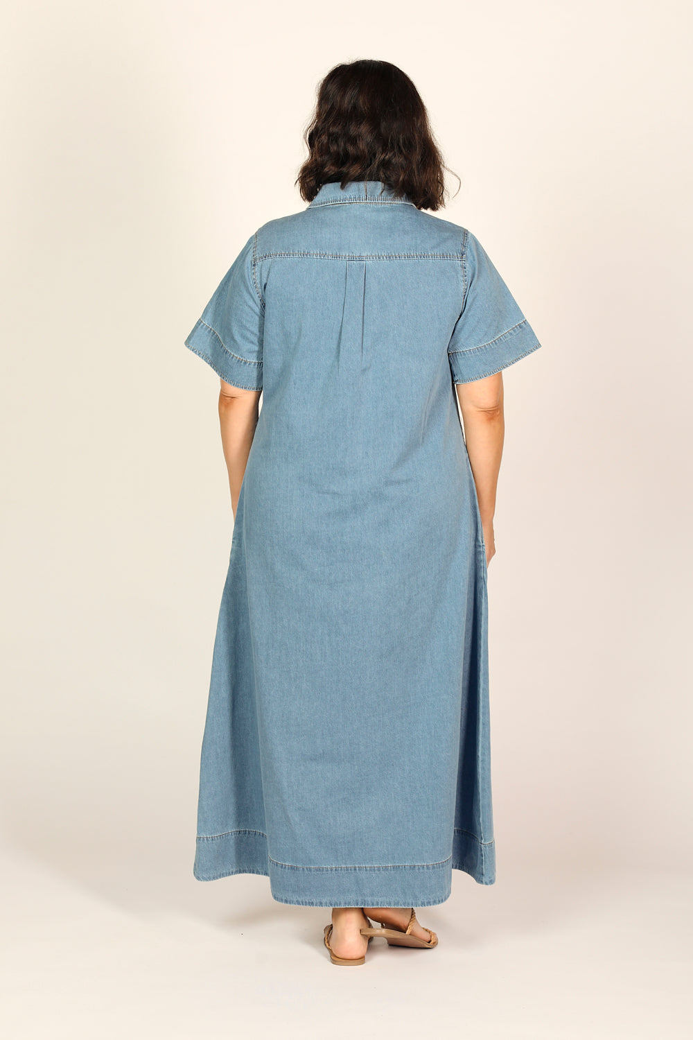 Anna Chambray Maxi Dress in Light Wash