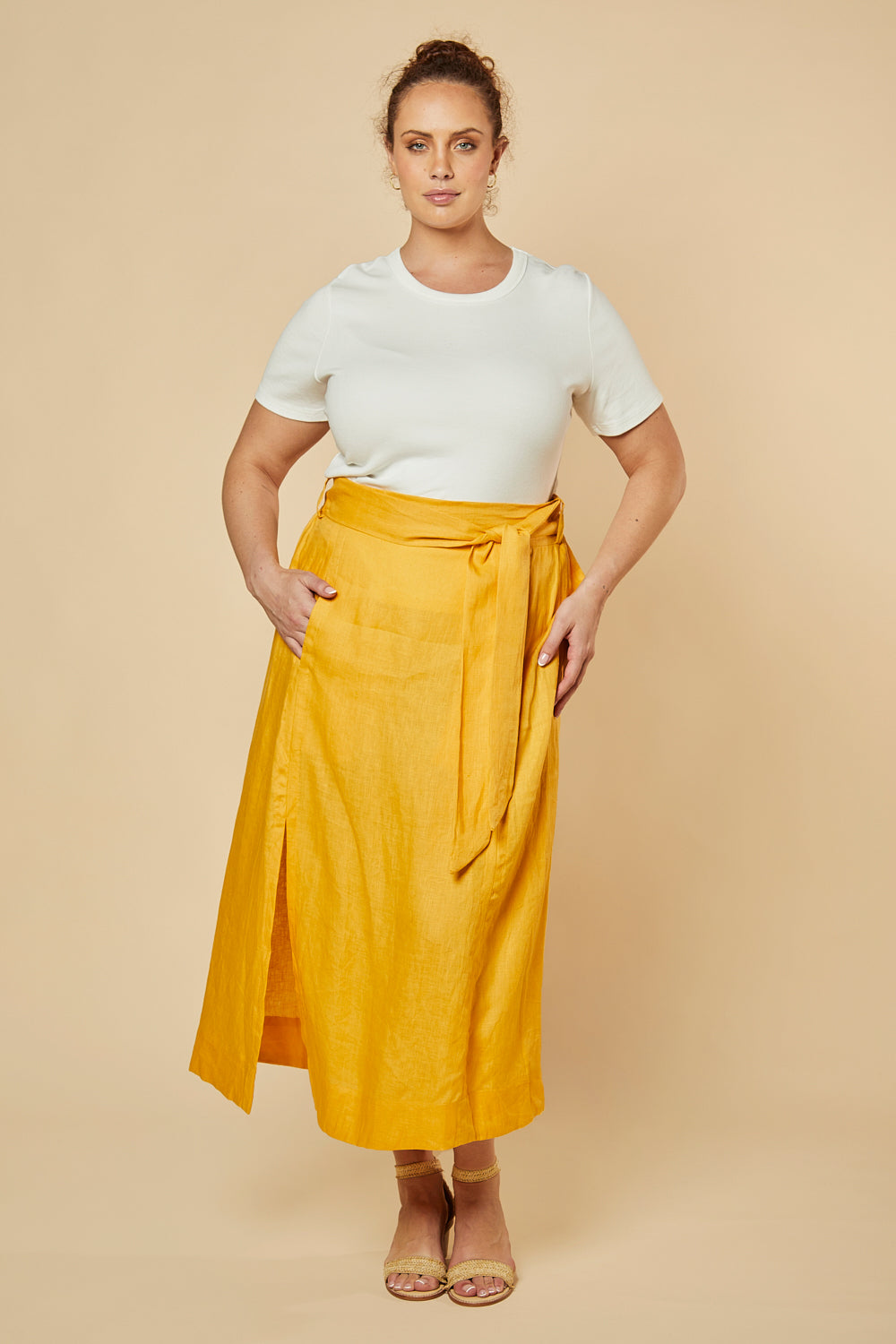 Anne Linen Skirt in Golden Hour