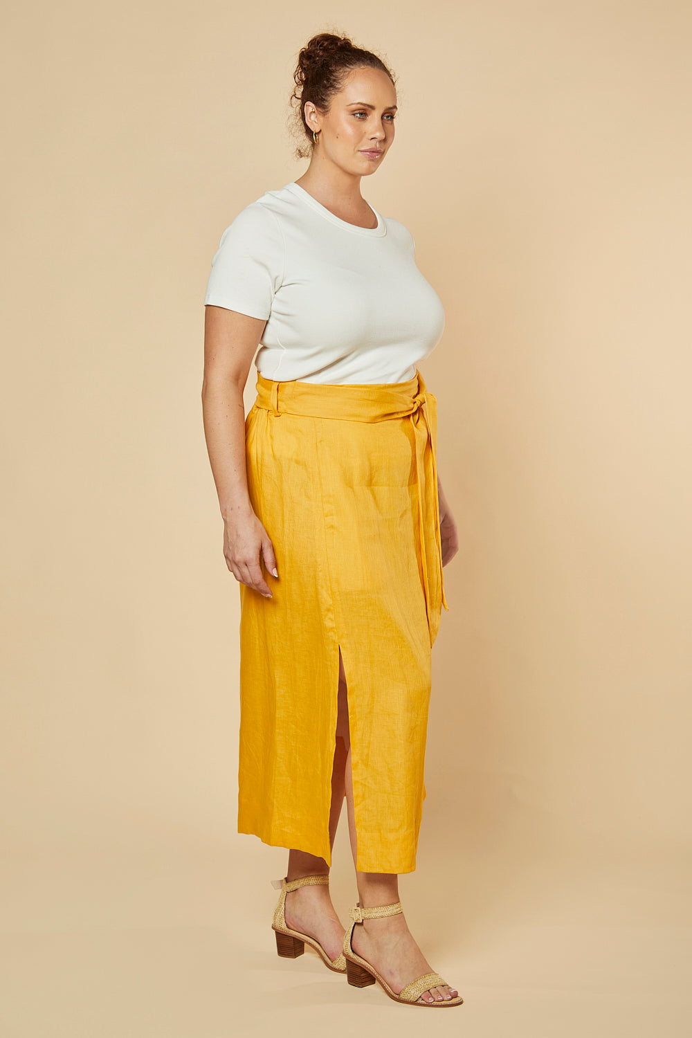 Anne Linen Skirt in Golden Hour