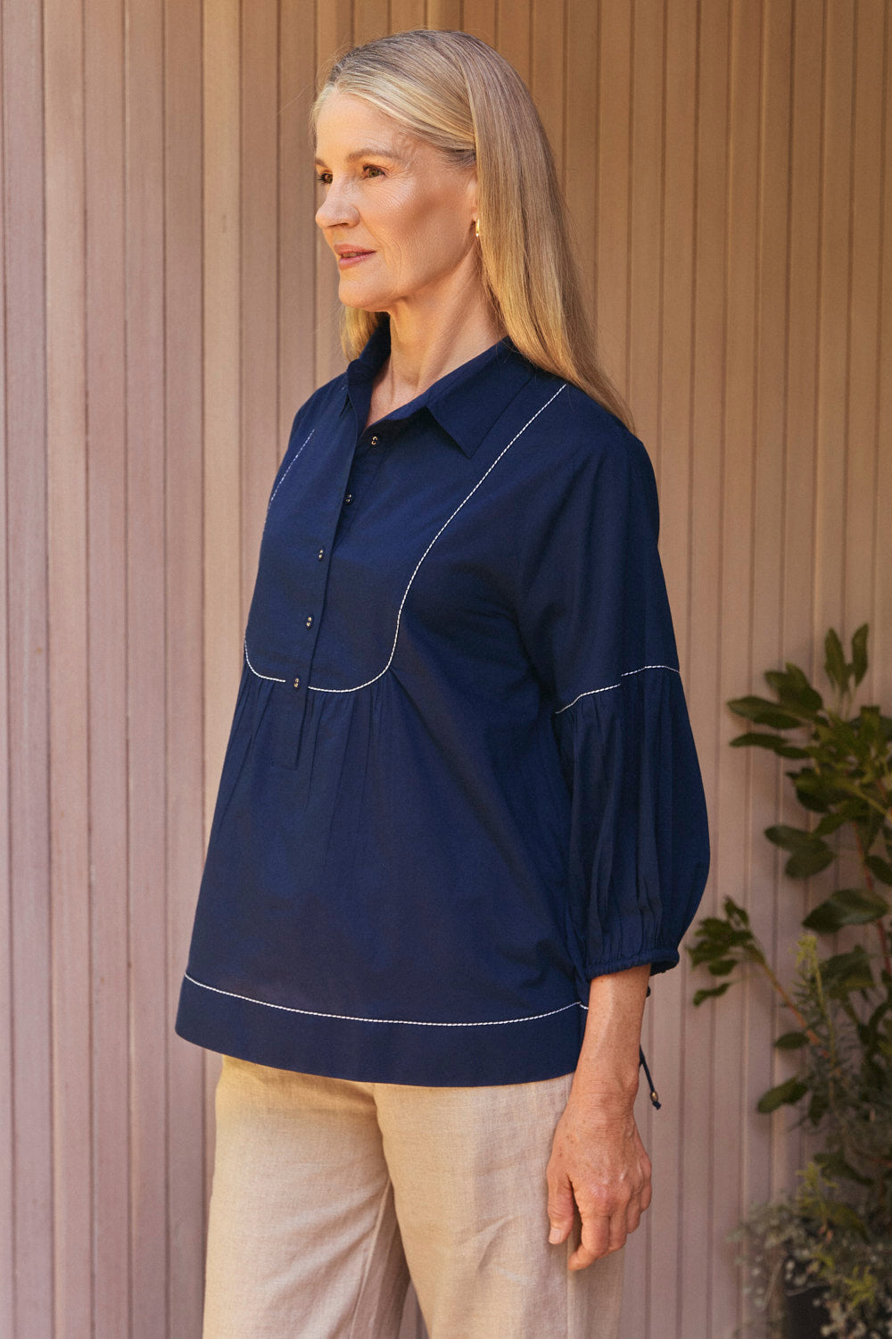 Anya Smock Blouse in Tidepool