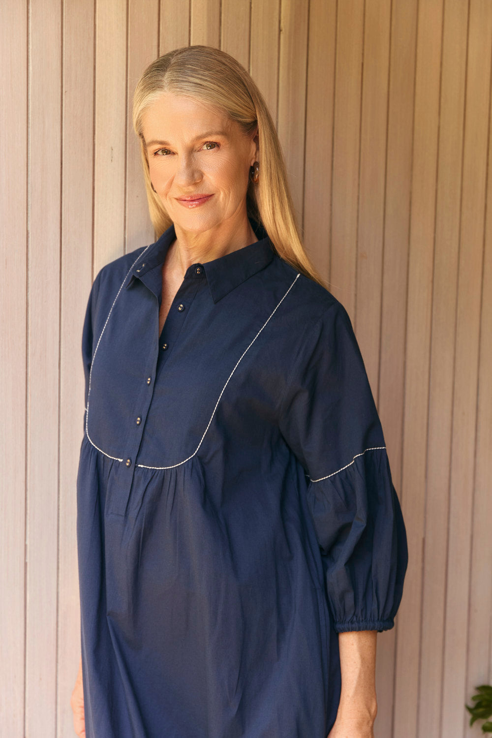 Anya Collared Smock Dress in Tidepool