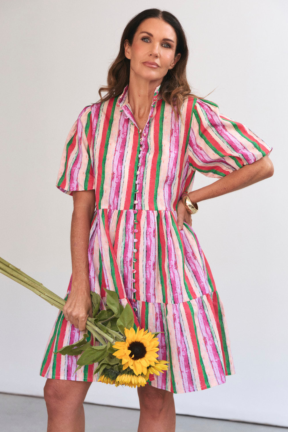 April Short Tiered Dress in Berry Burst