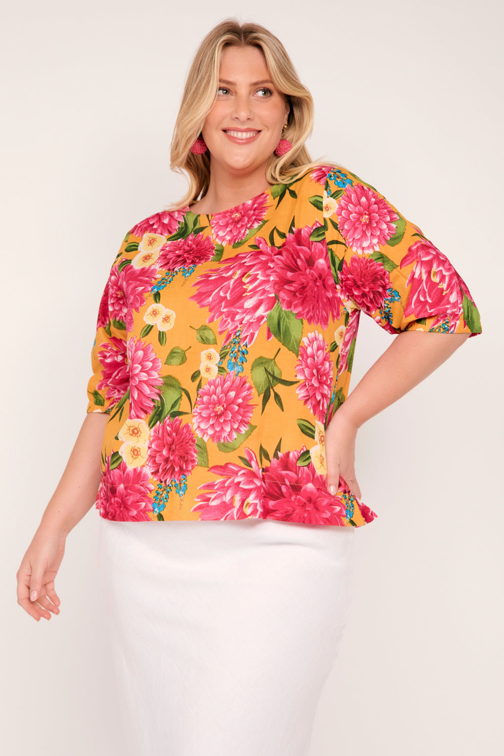 Audrey Blouse in Dreaming Dahlias