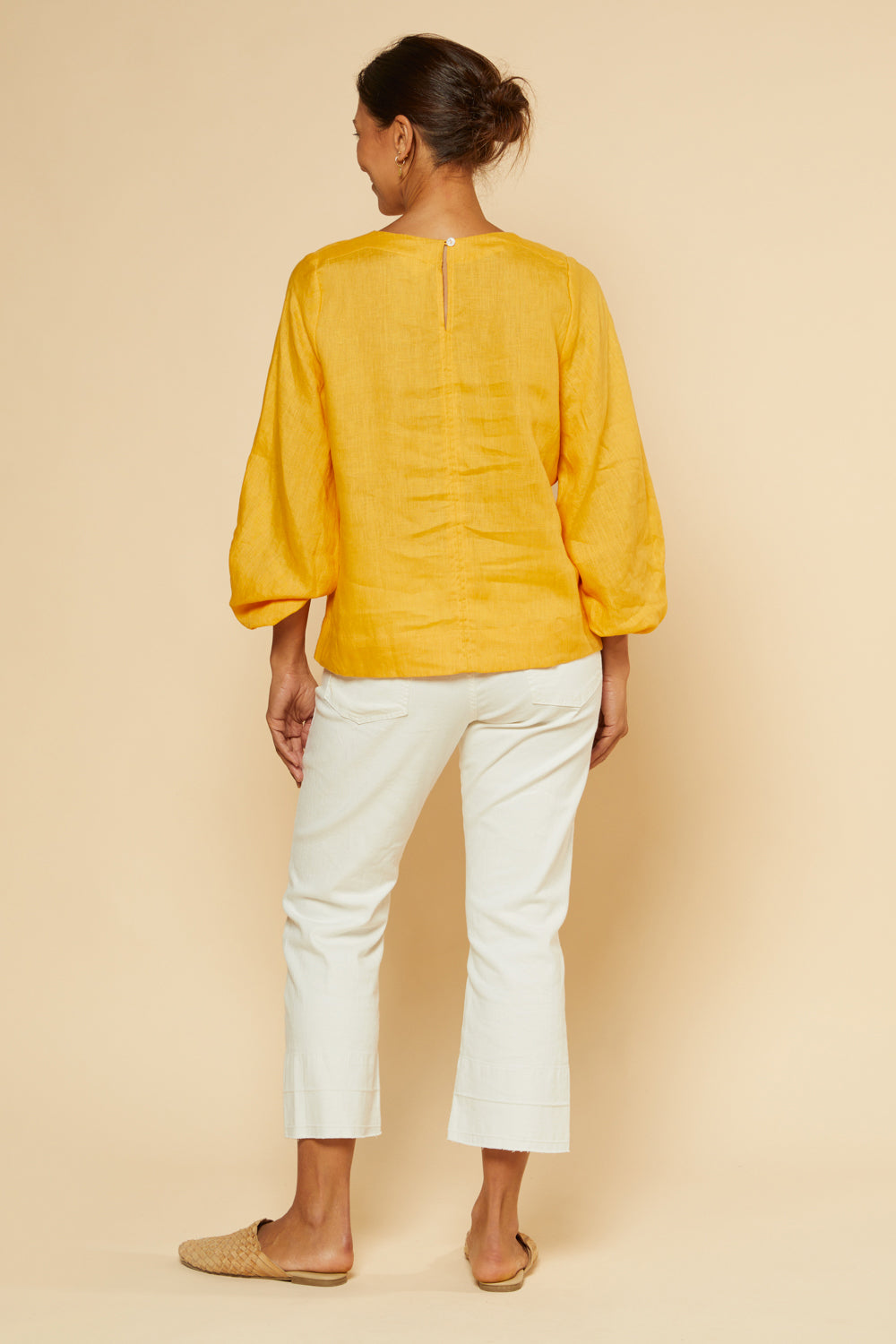 Audrey Linen Shift Blouse in Golden Hour