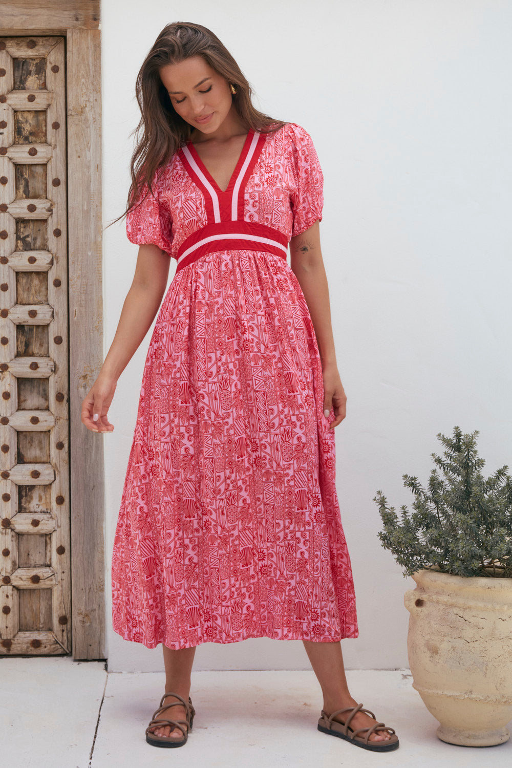 Aurora V-Neck Dress in Sunkiss