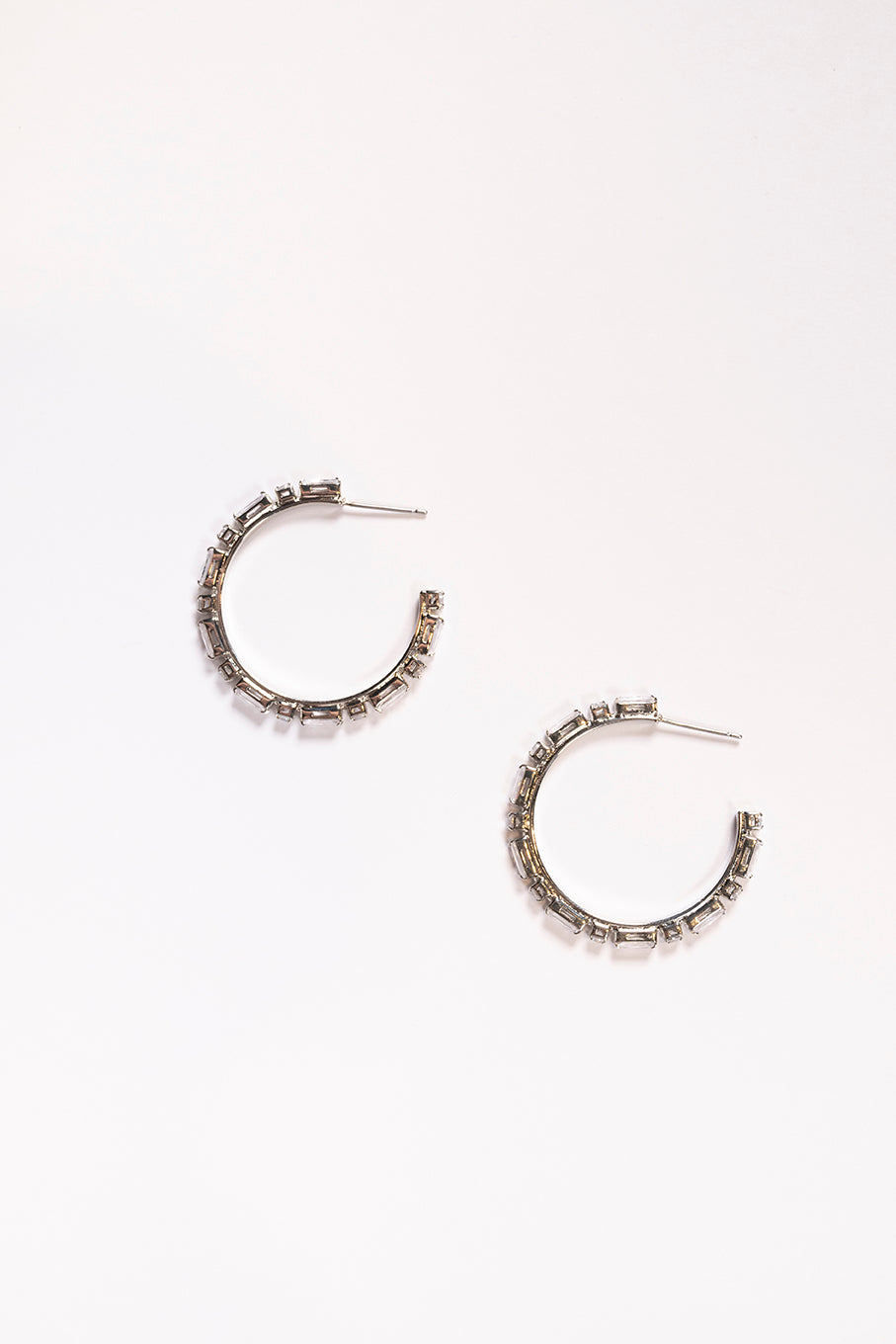 Baguette Hoops in Crystal