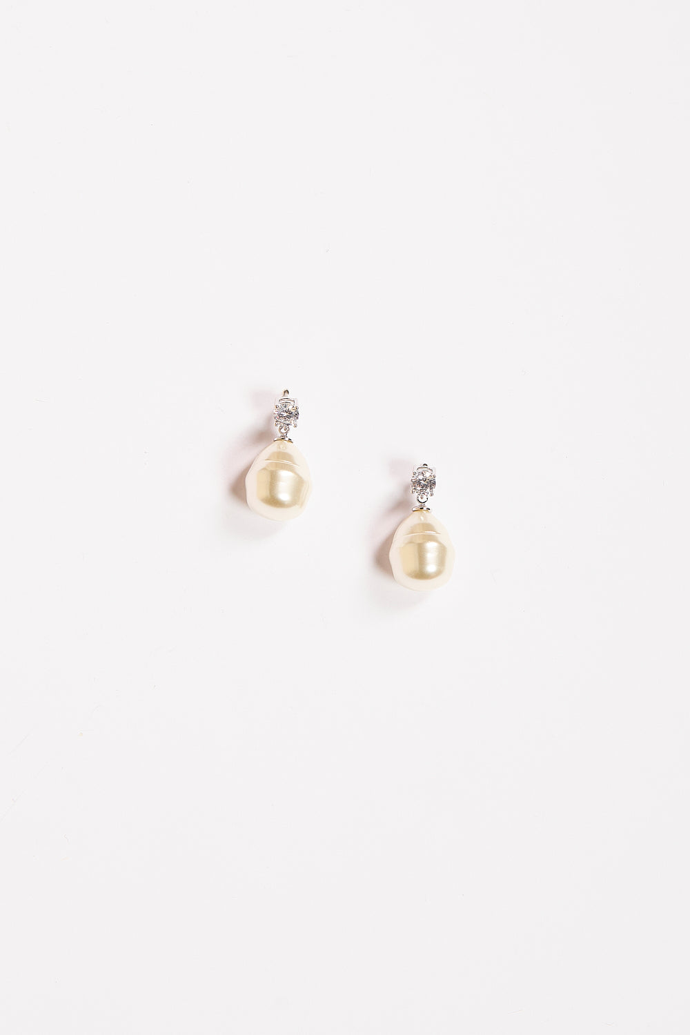 Baroque Crystal Drop Earrings in Pearl