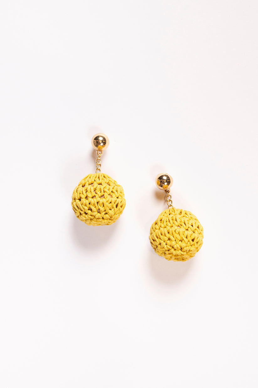 Beaded Drop Earrings in Yellow