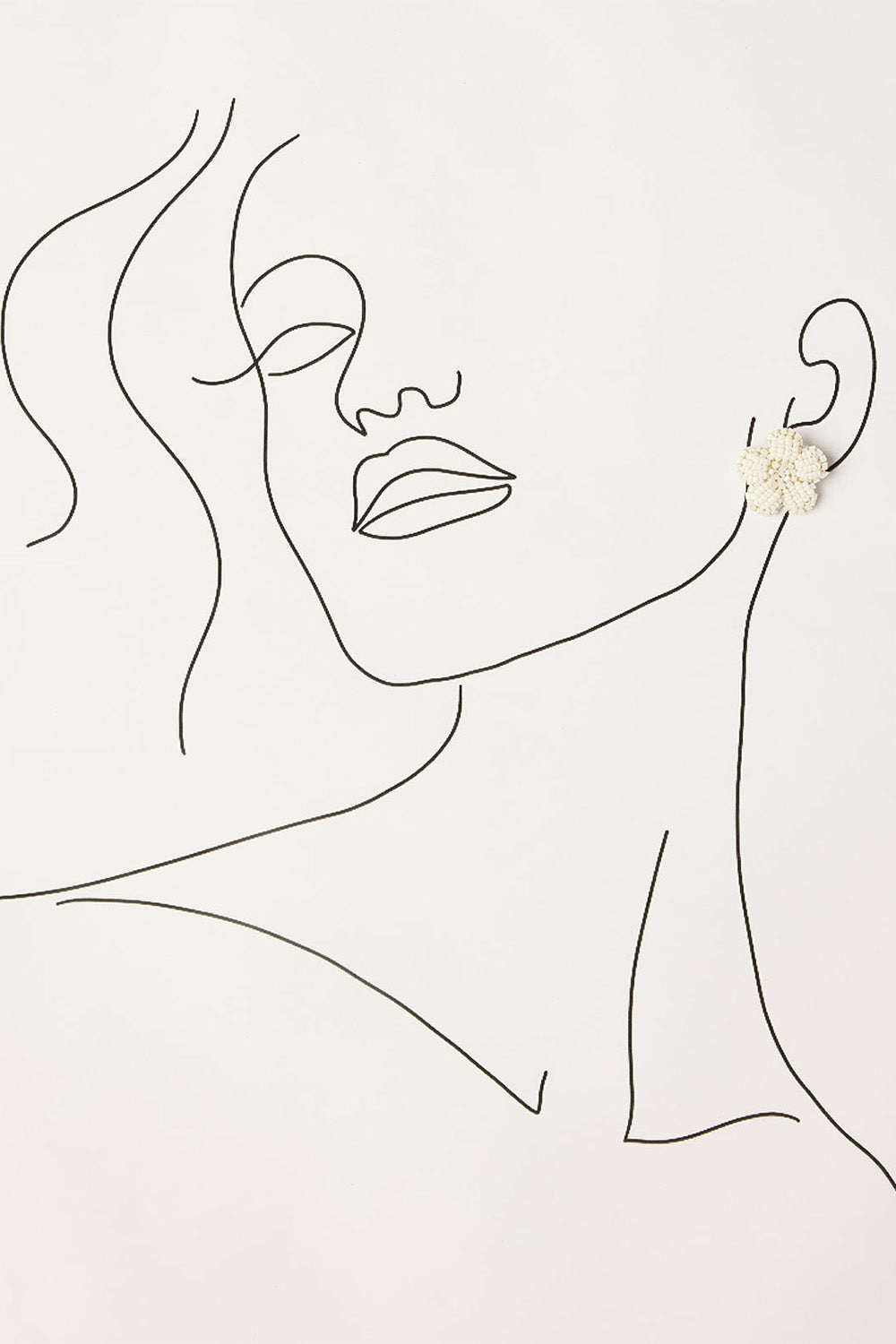 Beaded Flower Studs in White