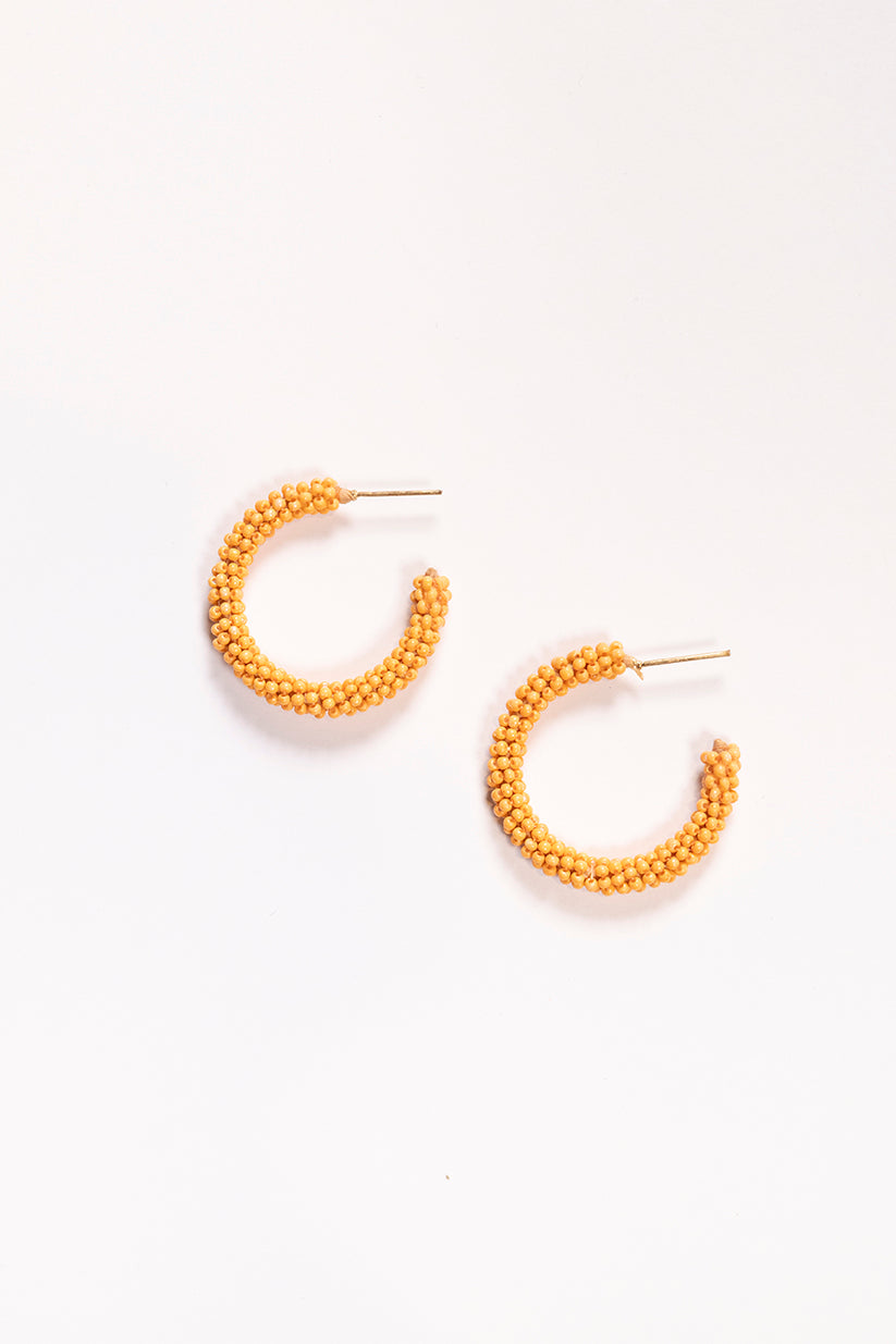 Beaded Hoops in Tangerine