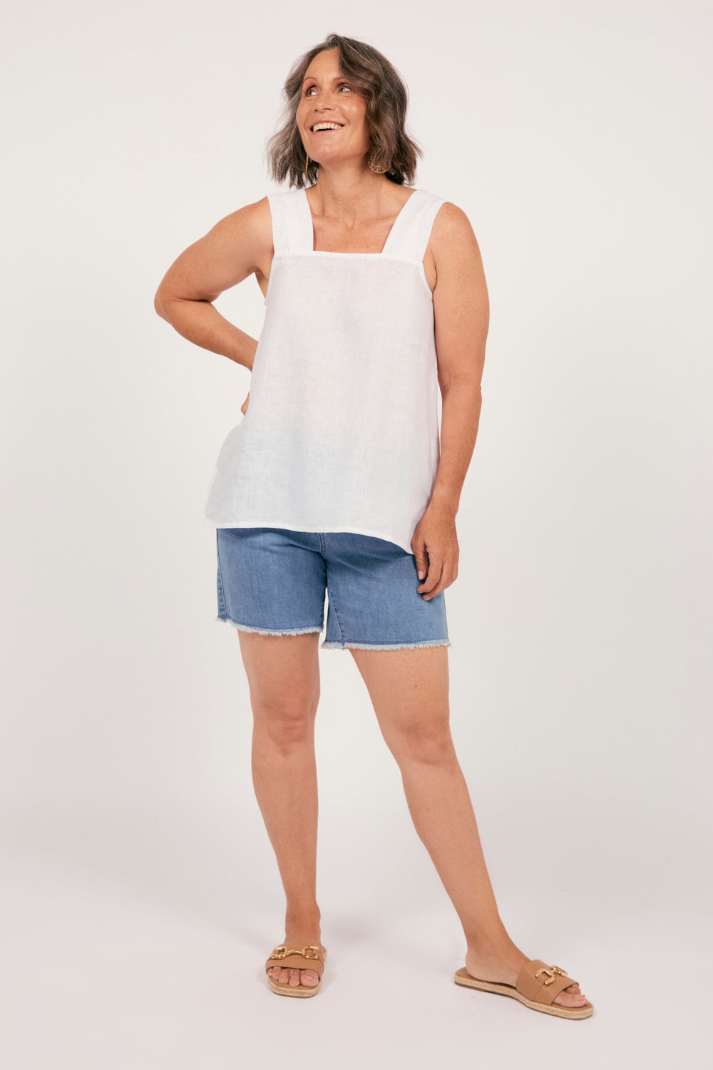 Bec Linen Top in White