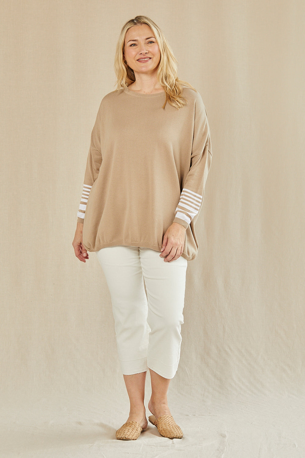 Binky Striped Jumper in Beige