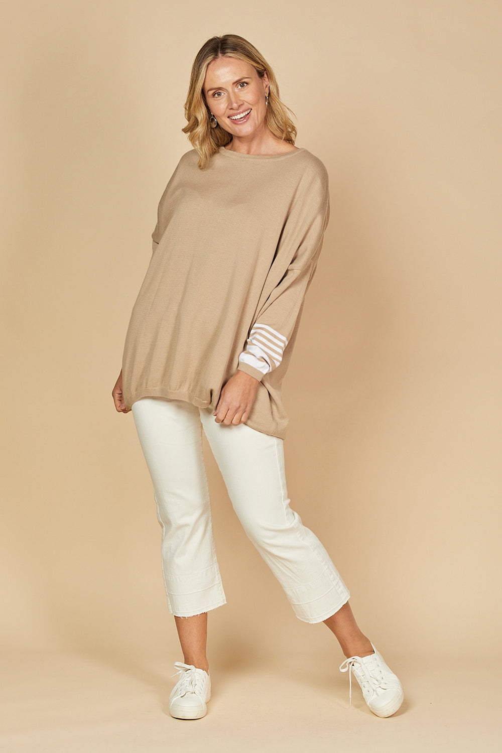 Binky Striped Jumper in Beige