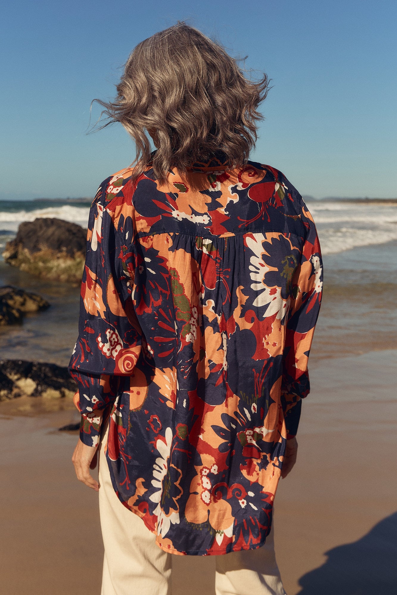 Bowie Cotton Silk Oversized Shirt in Wildwood