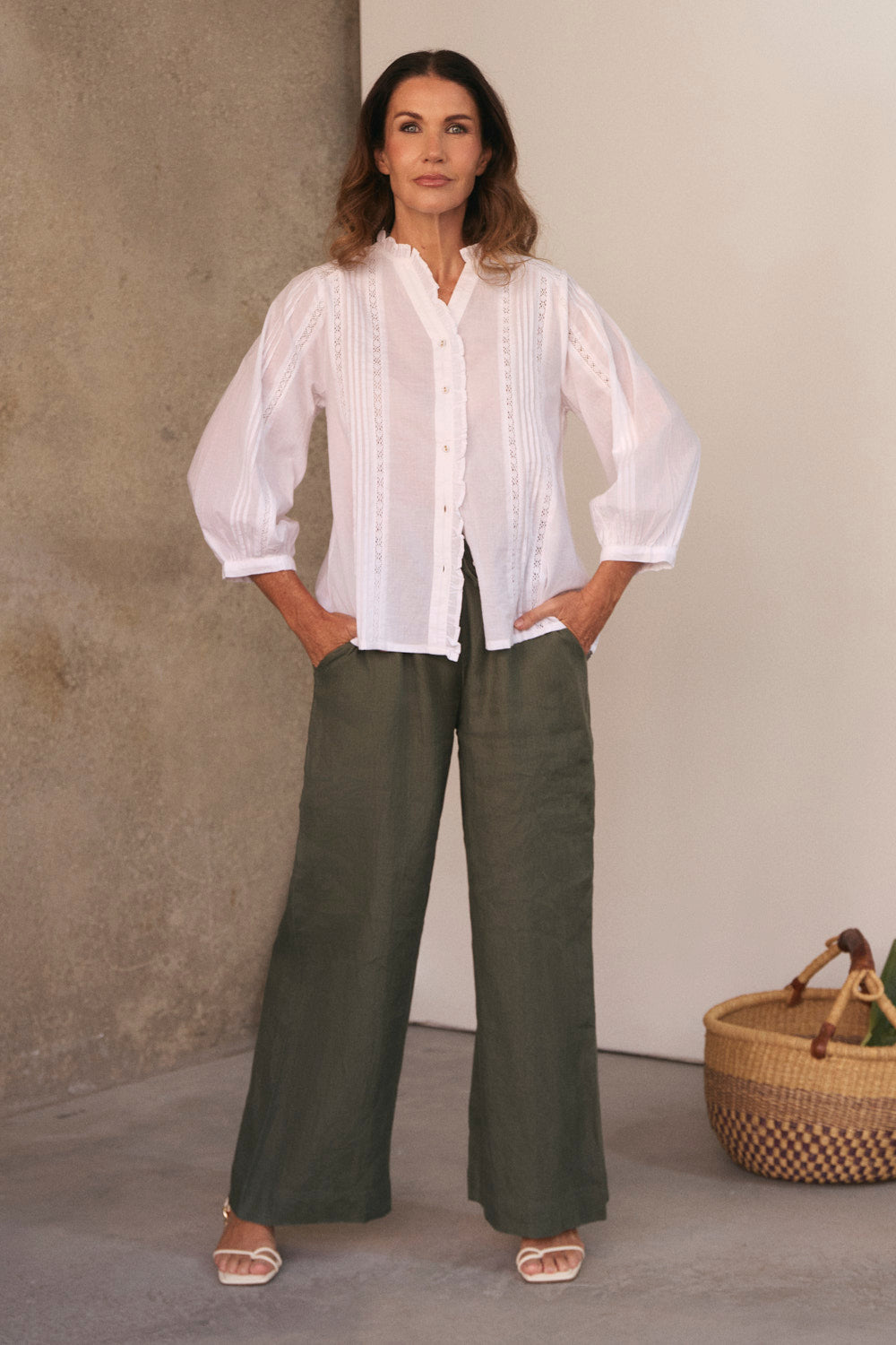 Breezy Linen Relaxed Pant in Dusty Sage