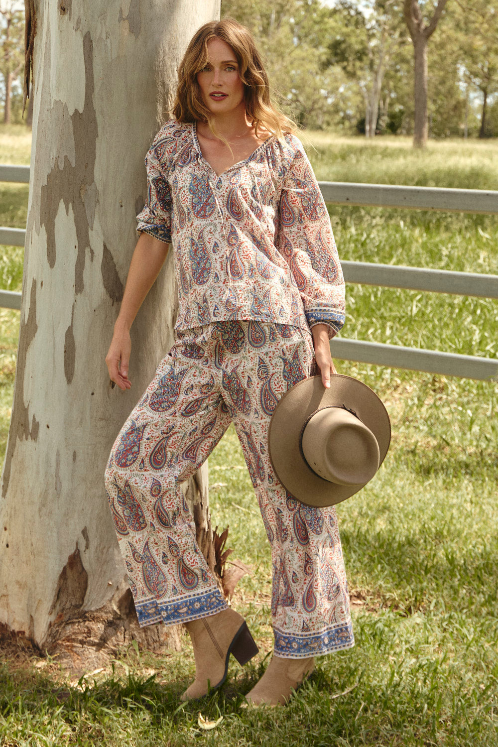 Breezy Relaxed Pant in Kalamkari, Pant - Adrift Clothing