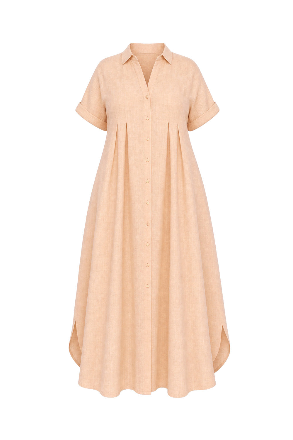 Bridget Linen Pleated Dress in Sand