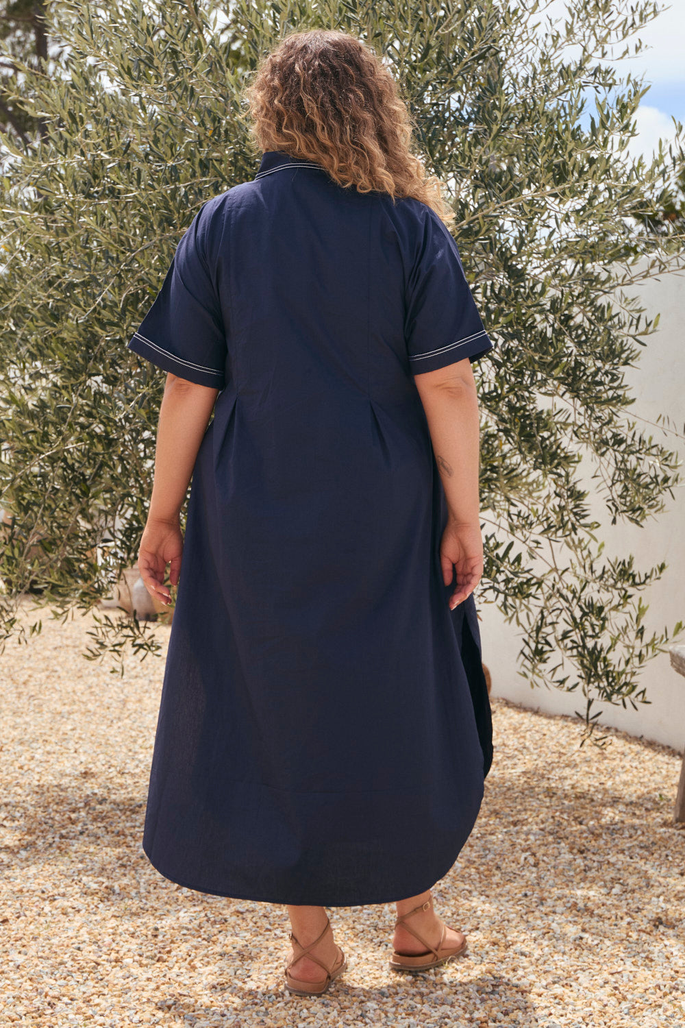 Bridget Pleated Dress in Starboard