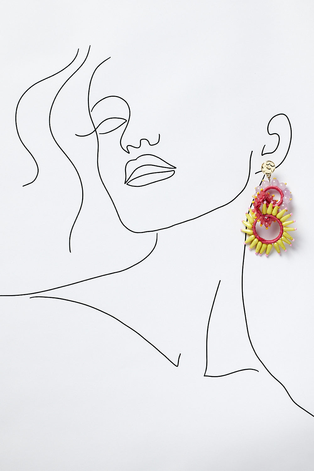 Briella Beaded Earring in Yellow and Pink