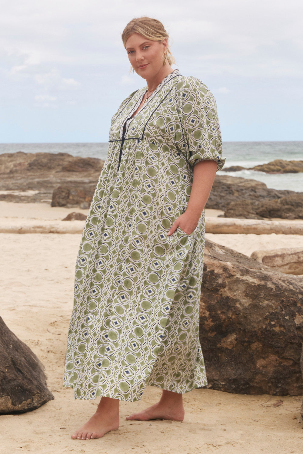 Cairo Boho Dress in Evergreen