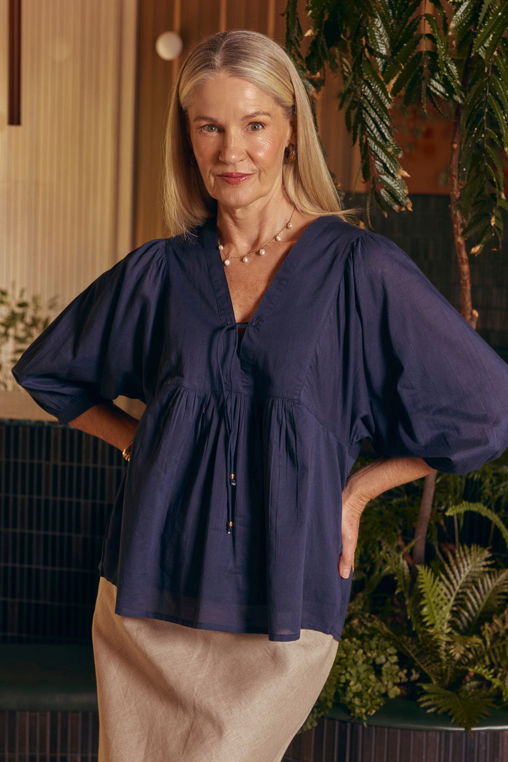 Cairo Boho Blouse in Navy