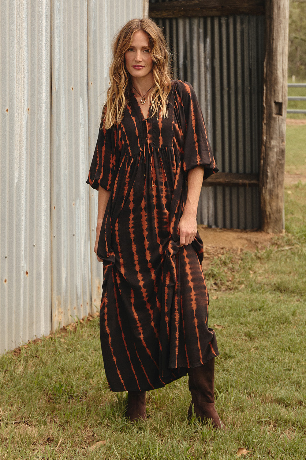 Cairo Boho Dress in Ember Nights, Maxi Dress - Adrift Clothing