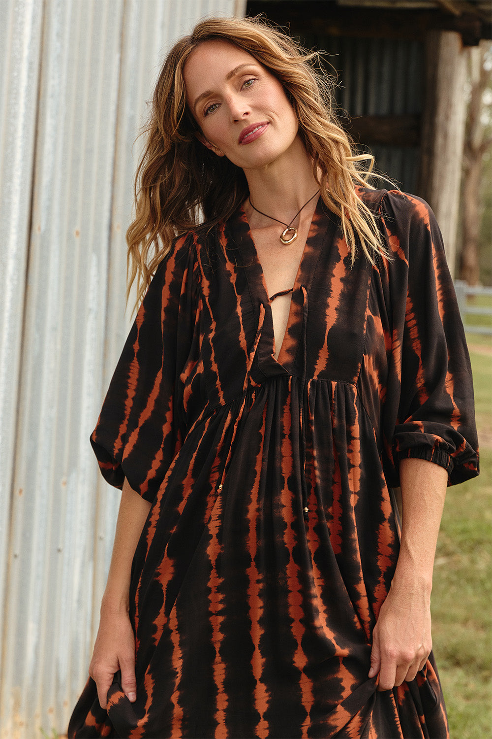 Cairo Boho Dress in Ember Nights, Maxi Dress - Adrift Clothing