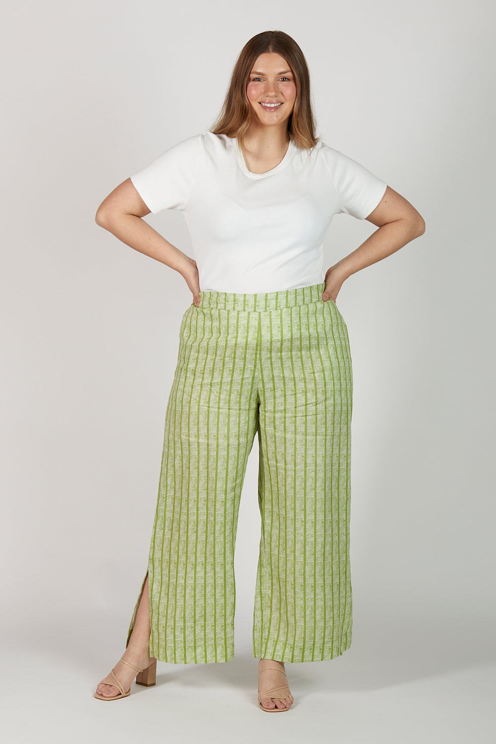 Camille Wide Leg Linen Pant in Sage