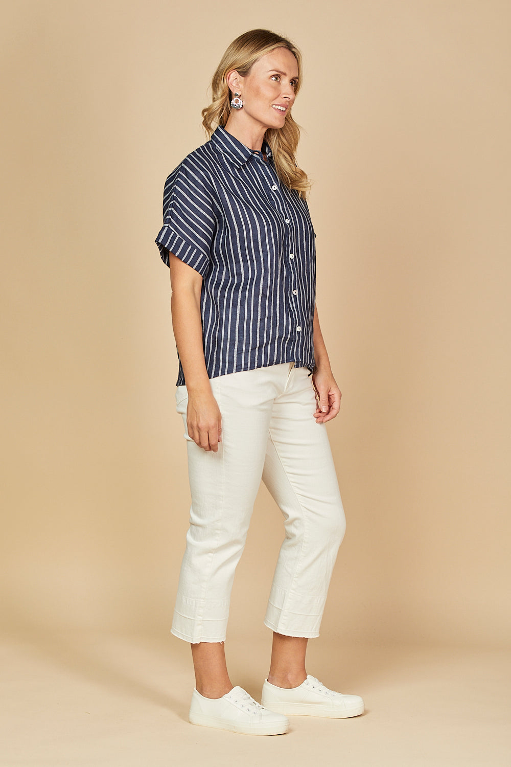 Carmen Linen Shirt in Boathouse