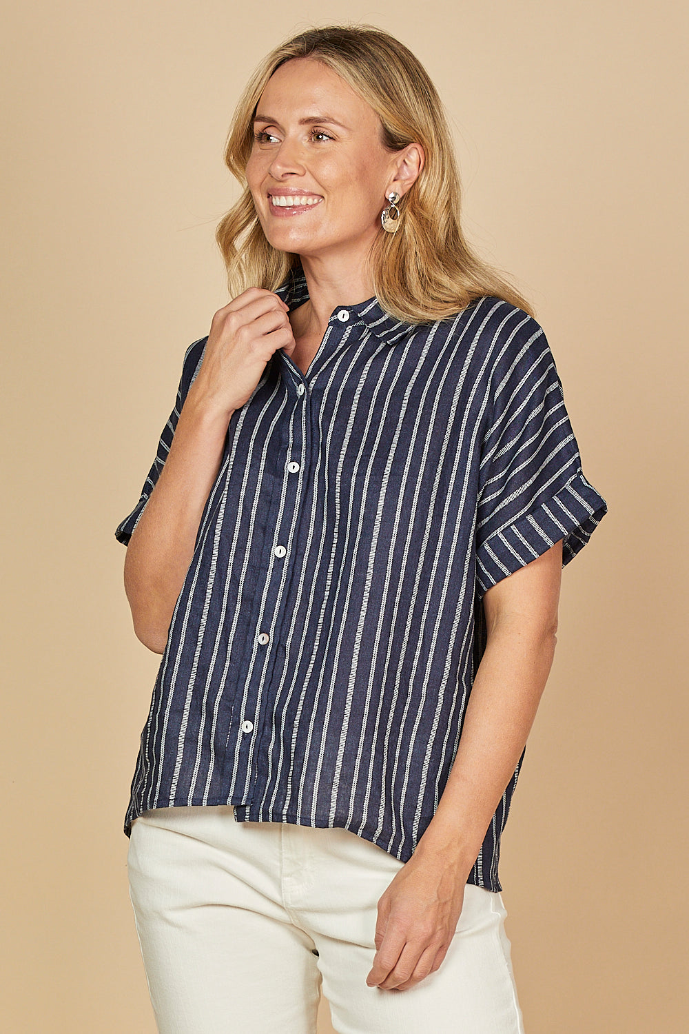 Carmen Linen Shirt in Boathouse