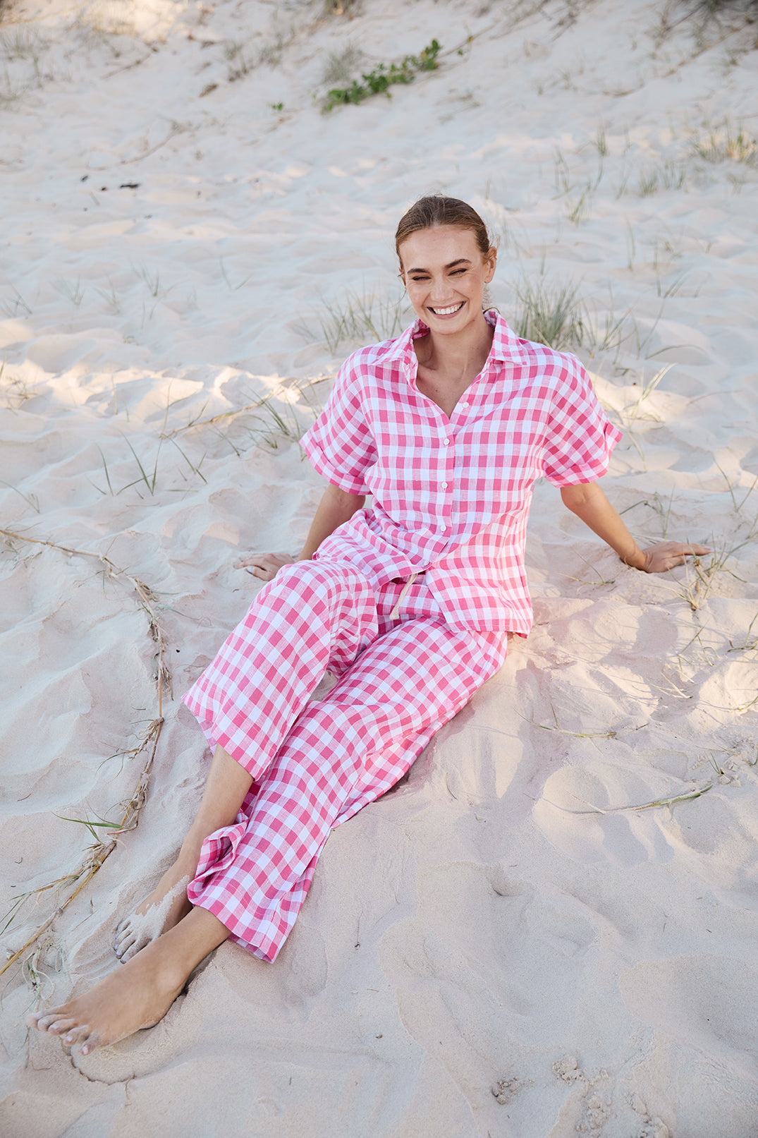 Breezy Linen Elastic Waist Pant in Treviso Pink