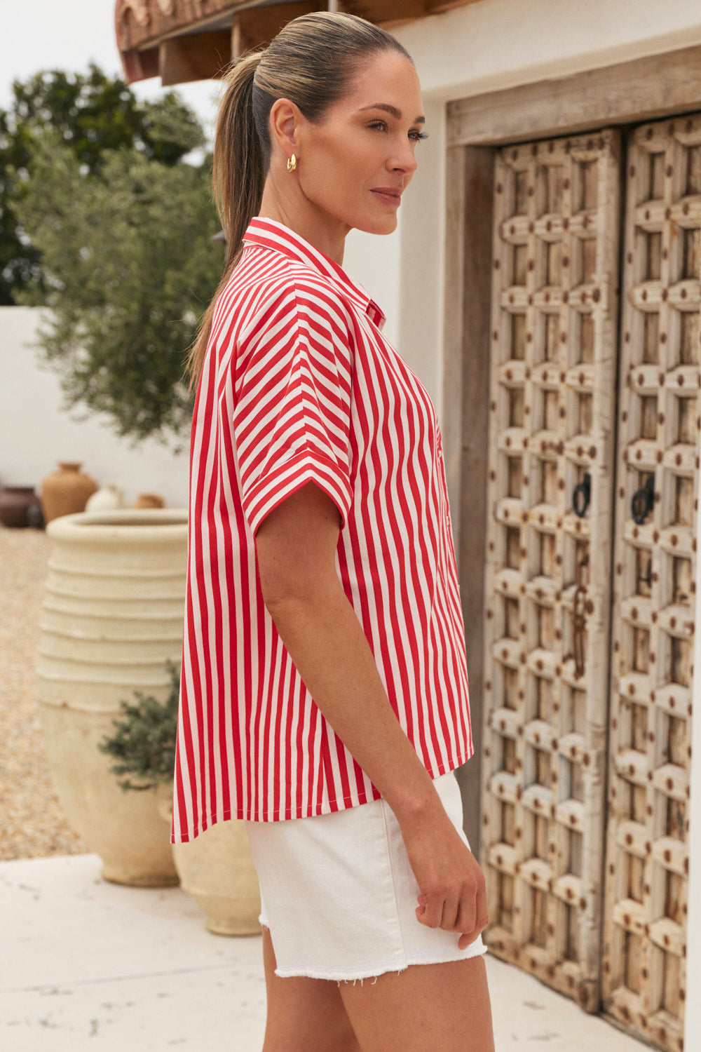 Carmen Shirt in Red Stripe
