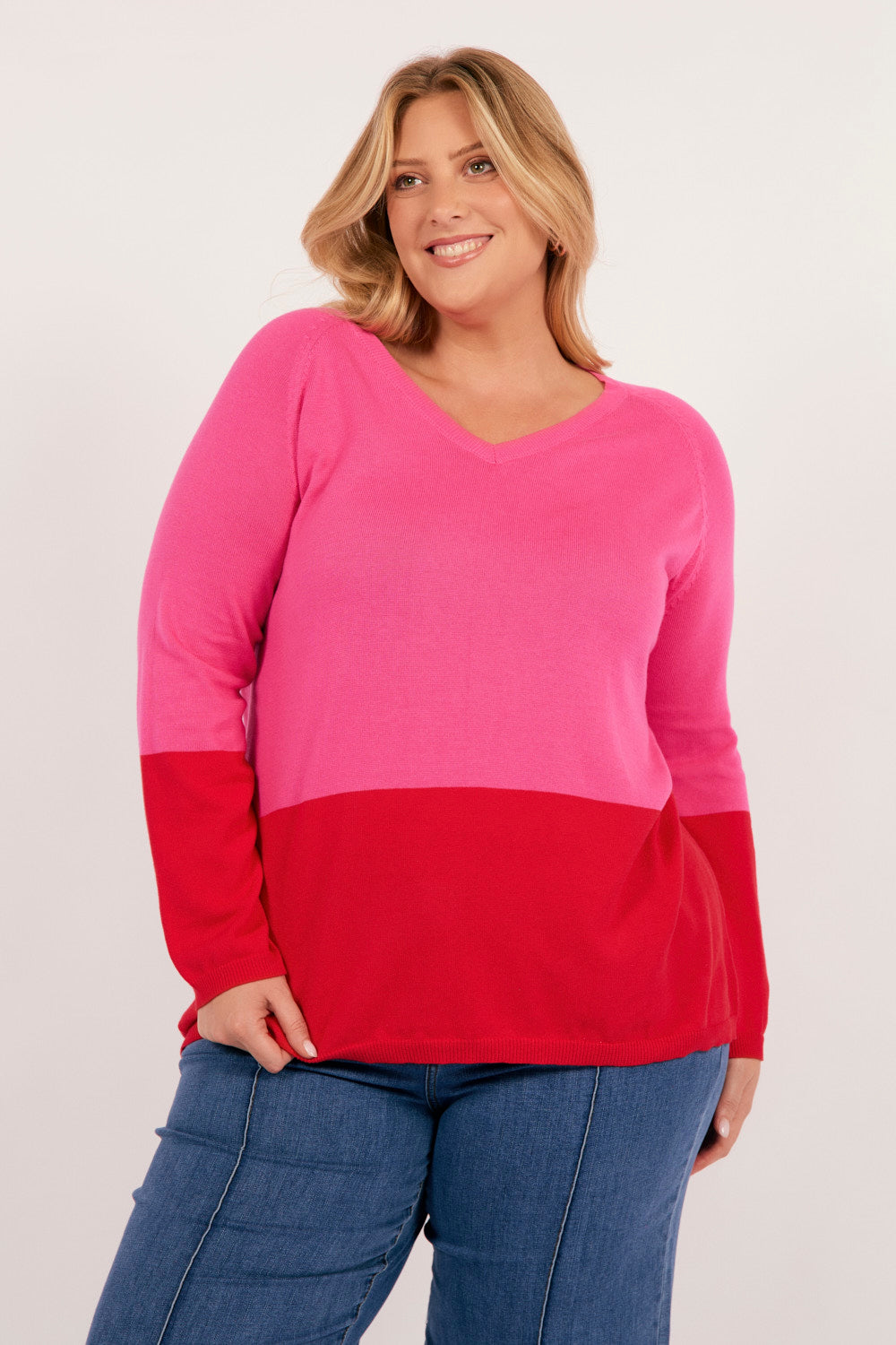 Casablanca Block Knit in Chilli Pink