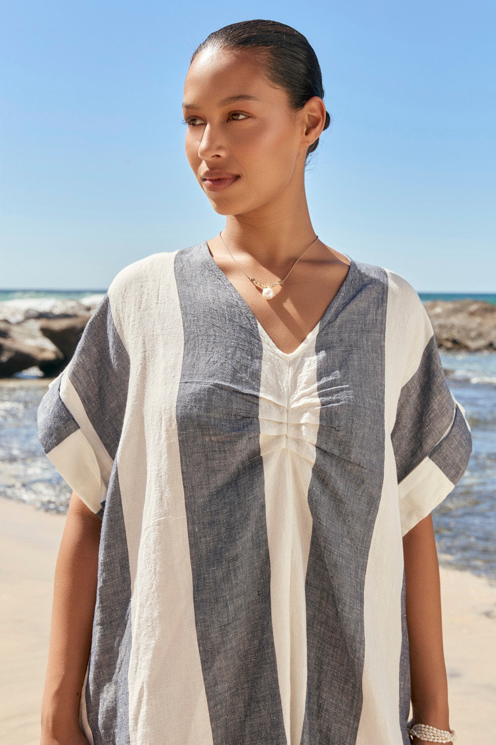 Celeste Linen Dress in Tidal