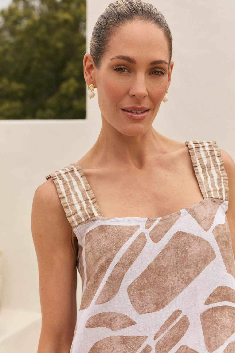 Claire Frill Dress in Fjorde Stone