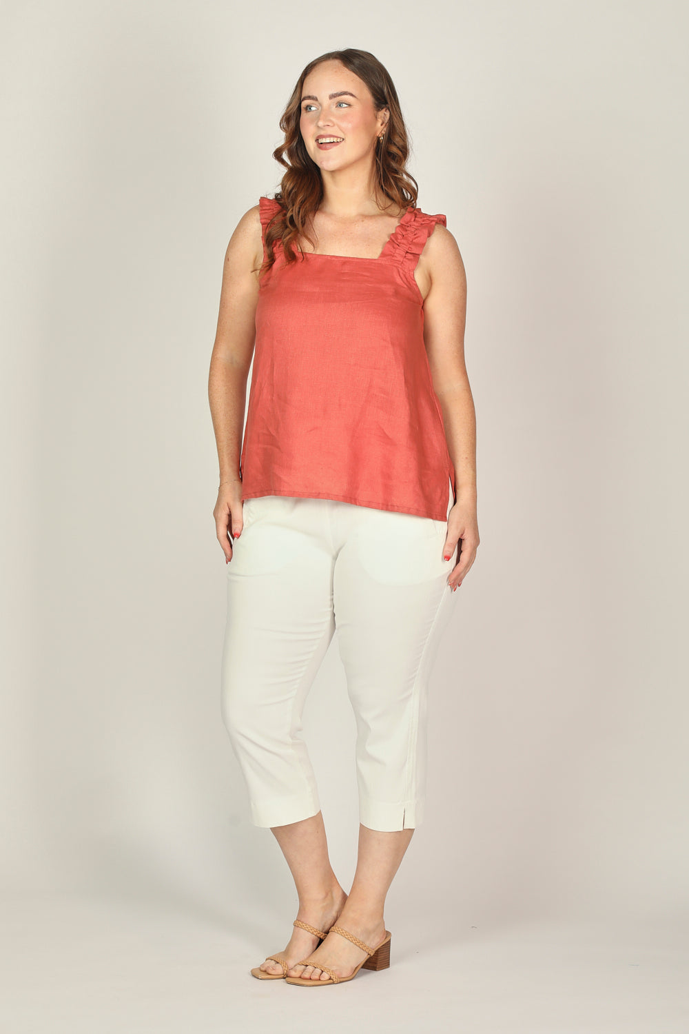 Claire Linen Summer Top in Desert Rose