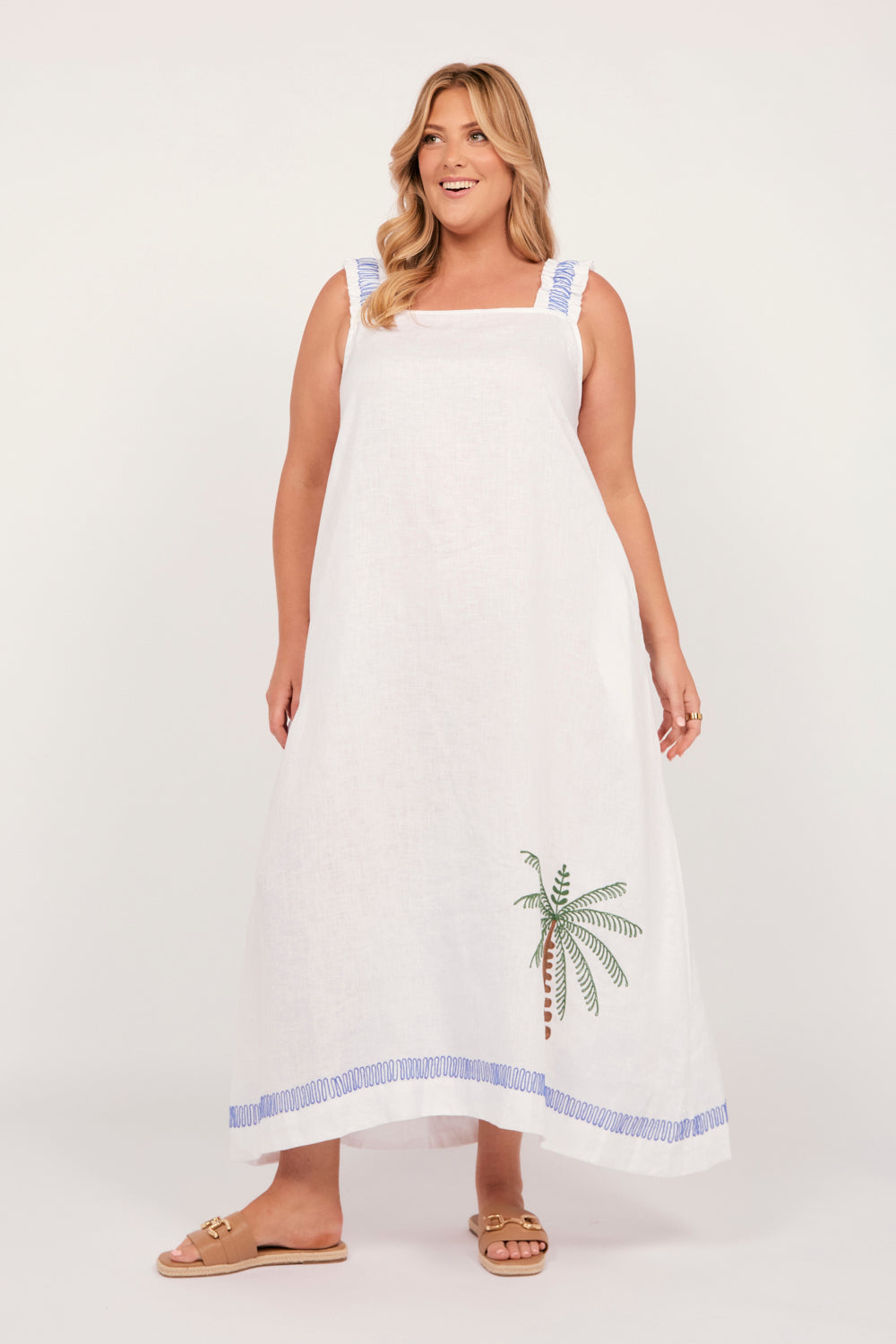 Claire Linen Maxi Dress in Island Breeze