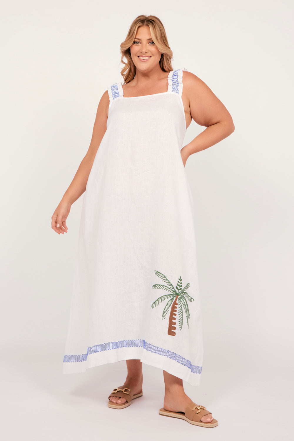 Claire Linen Maxi Dress in Island Breeze