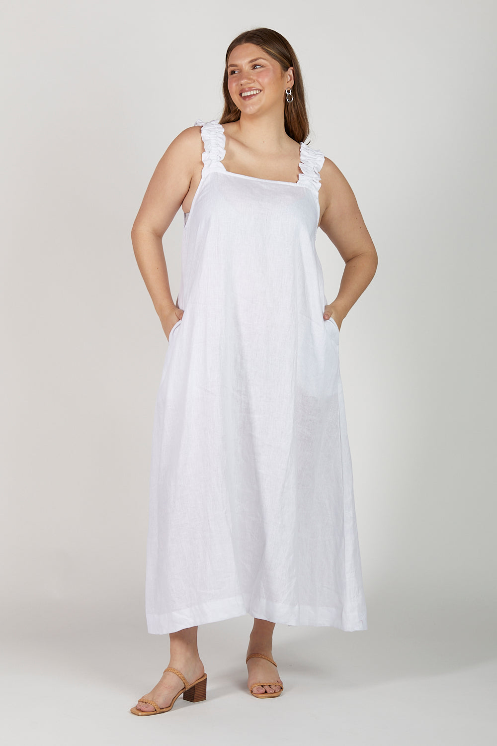 Claire Maxi Linen Dress in White